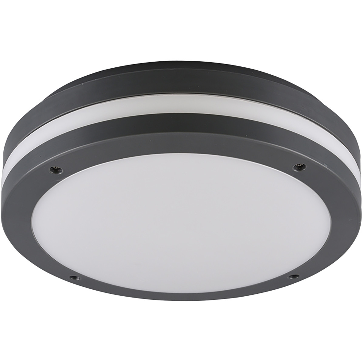 Plafonnier LED - Lumière de Salle de Bain - Trion Keraly - En Saillie Rond - Étanche - 12W - Blanc Chaud 3000K - Mat Anthracite - Plastique