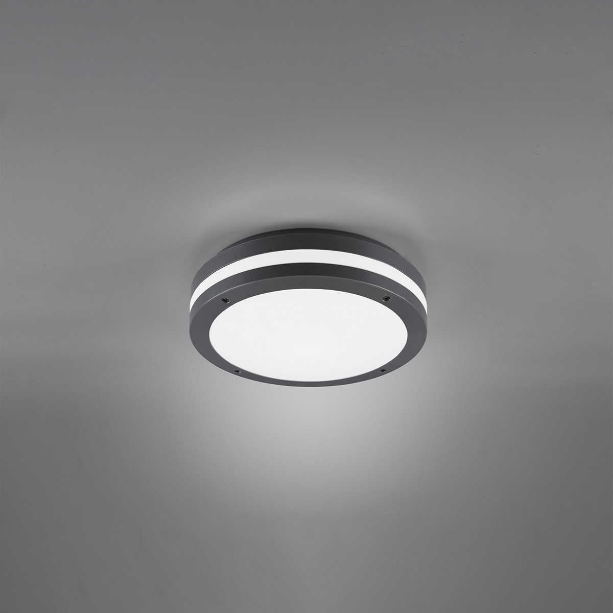 Plafonnier LED - Lumière de Salle de Bain - Trion Keraly - En Saillie Rond - Étanche - 12W - Blanc Chaud 3000K - Mat Anthracite - Plastique