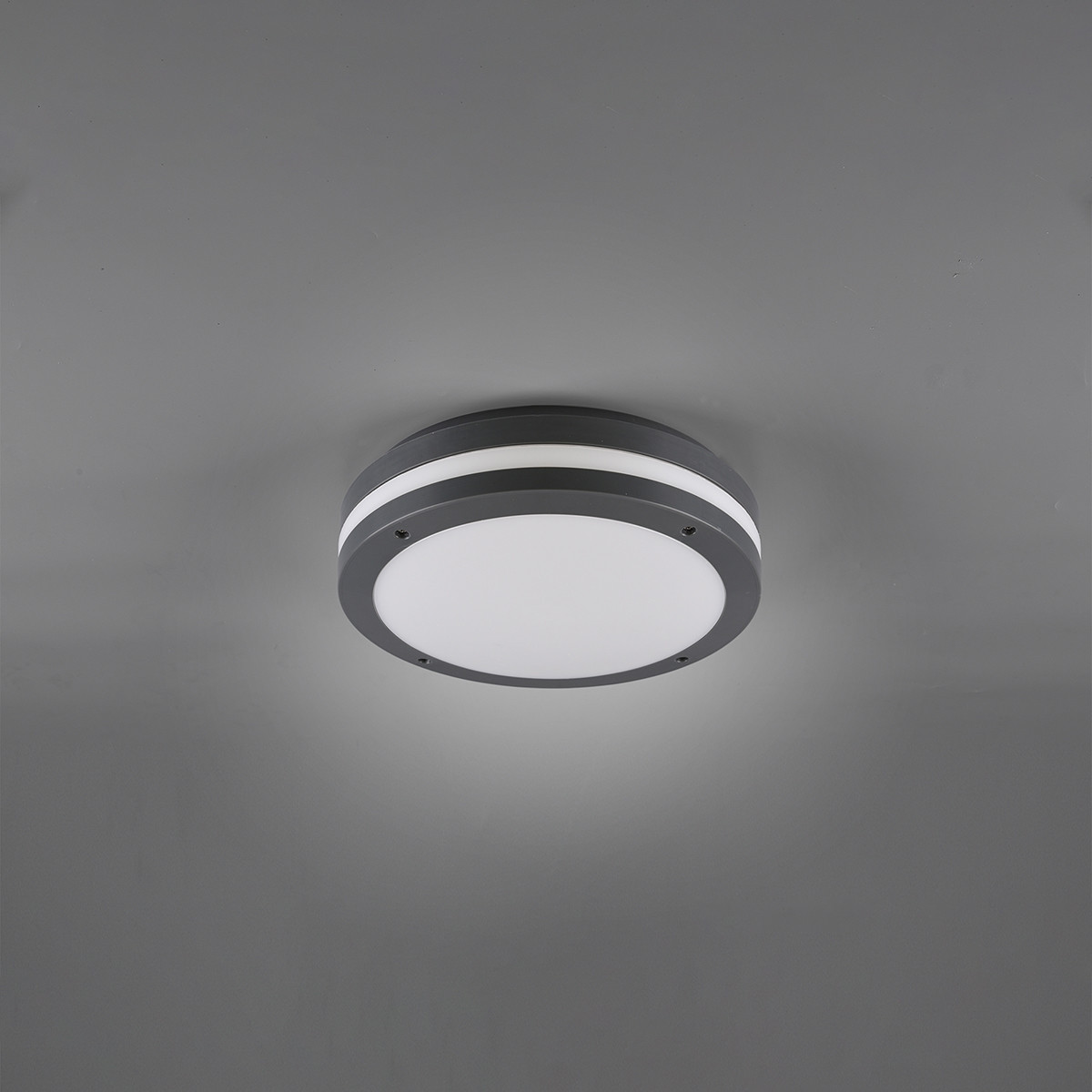 Plafonnier LED - Lumière de Salle de Bain - Trion Keraly - En Saillie Rond - Étanche - 12W - Blanc Chaud 3000K - Mat Anthracite - Plastique