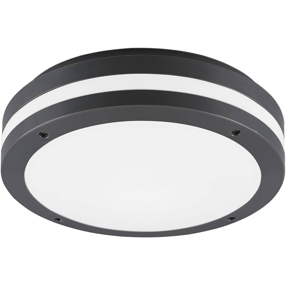 Plafonnier LED - Lumière de Salle de Bain - Trion Keraly - En Saillie Rond - Étanche - 12W - Blanc Chaud 3000K - Mat Anthracite - Plastique