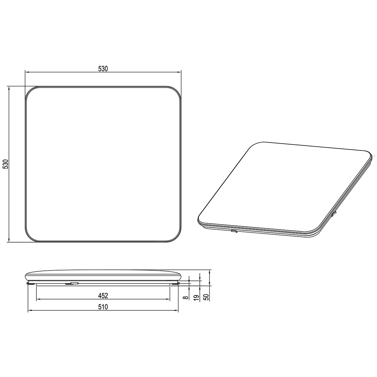 Plafonnier LED - Trion Lana - 46W - Blanc Naturel 4000K - Dimmable - Carré - Blanc Mat - Plastique