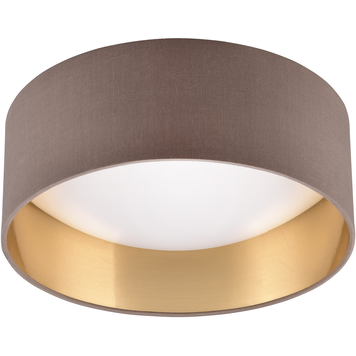 Plafonnier LED - Trion Lukaku - Blanc Chaud - 3000K - 12W - Rond - Taupe - Textile