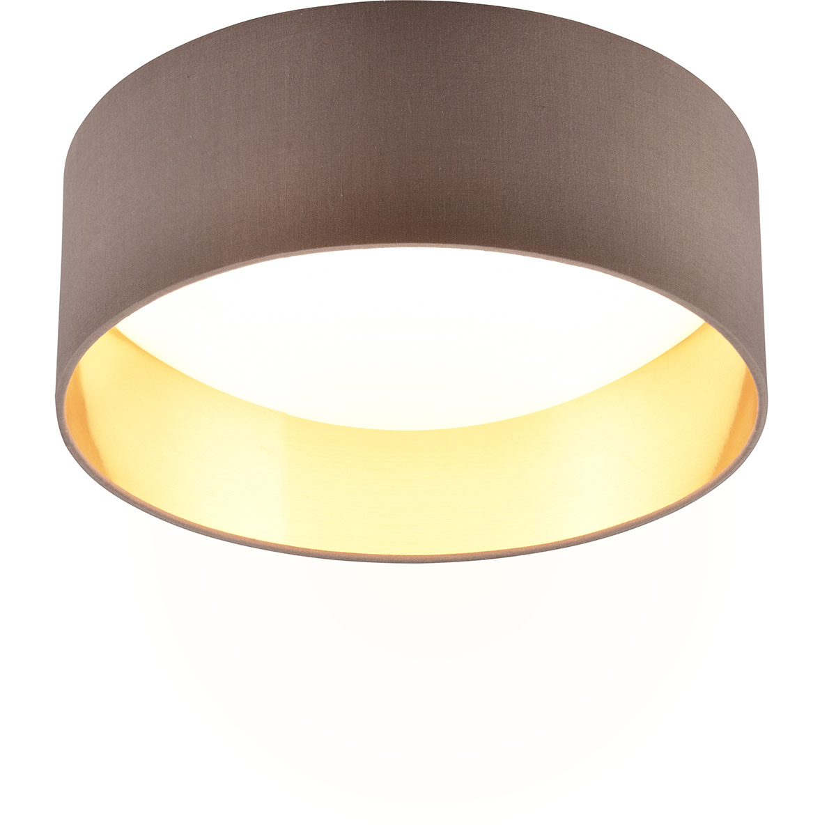 Plafonnier LED - Trion Lukaku - Blanc Chaud - 3000K - 12W - Rond - Taupe - Textile