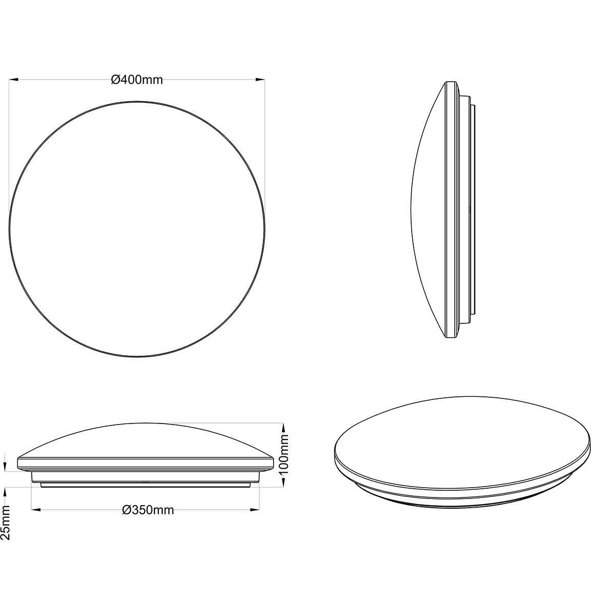 Plafonnier LED - Trion Maan - 22W - Blanc Chaud 3000K - Dimmable - Télécommande - Rond - Mat Blanc