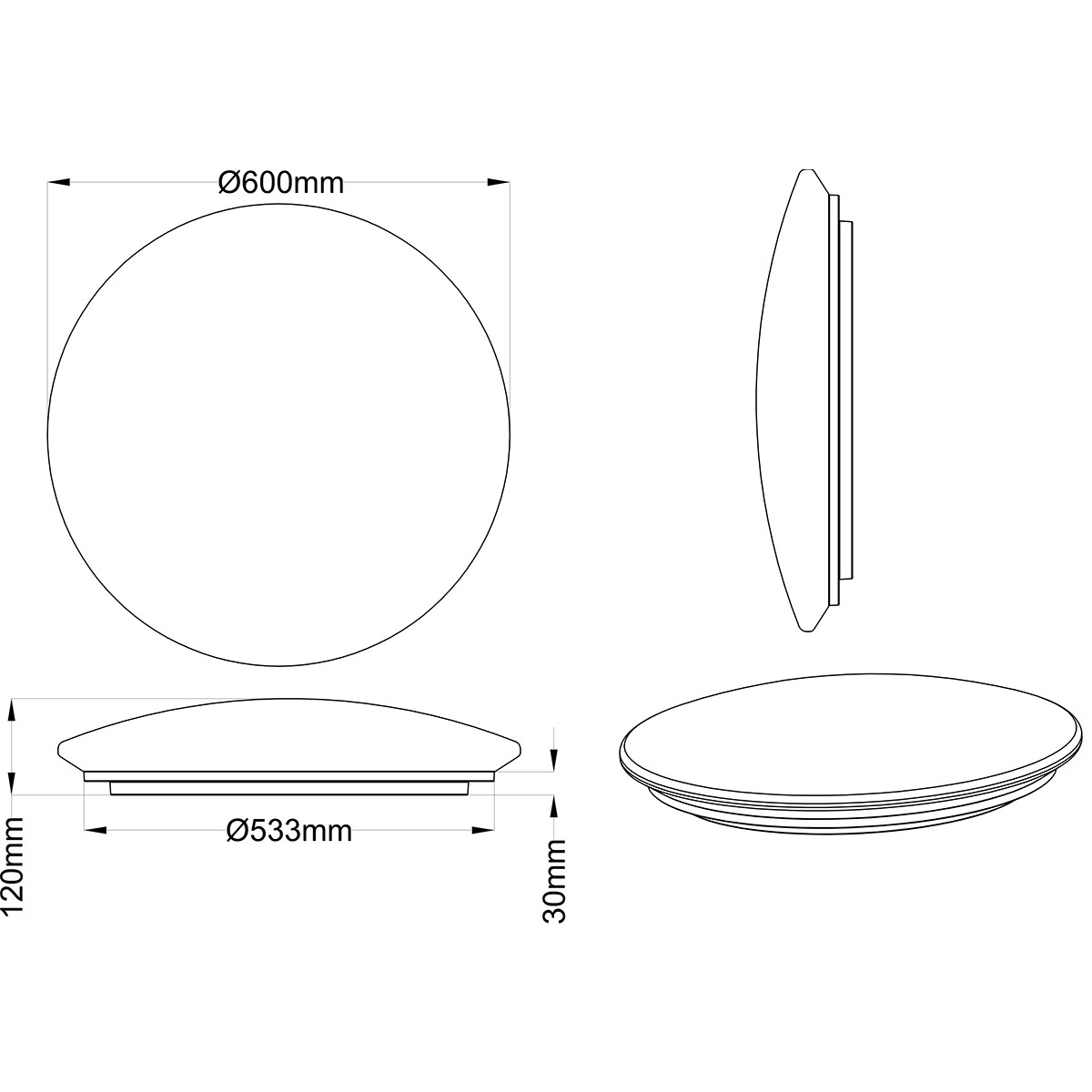 Plafonnier LED - Trion Maan - 40W - Blanc Chaud 3000K - Dimmable - Télécommande - Rond - Mat Blanc