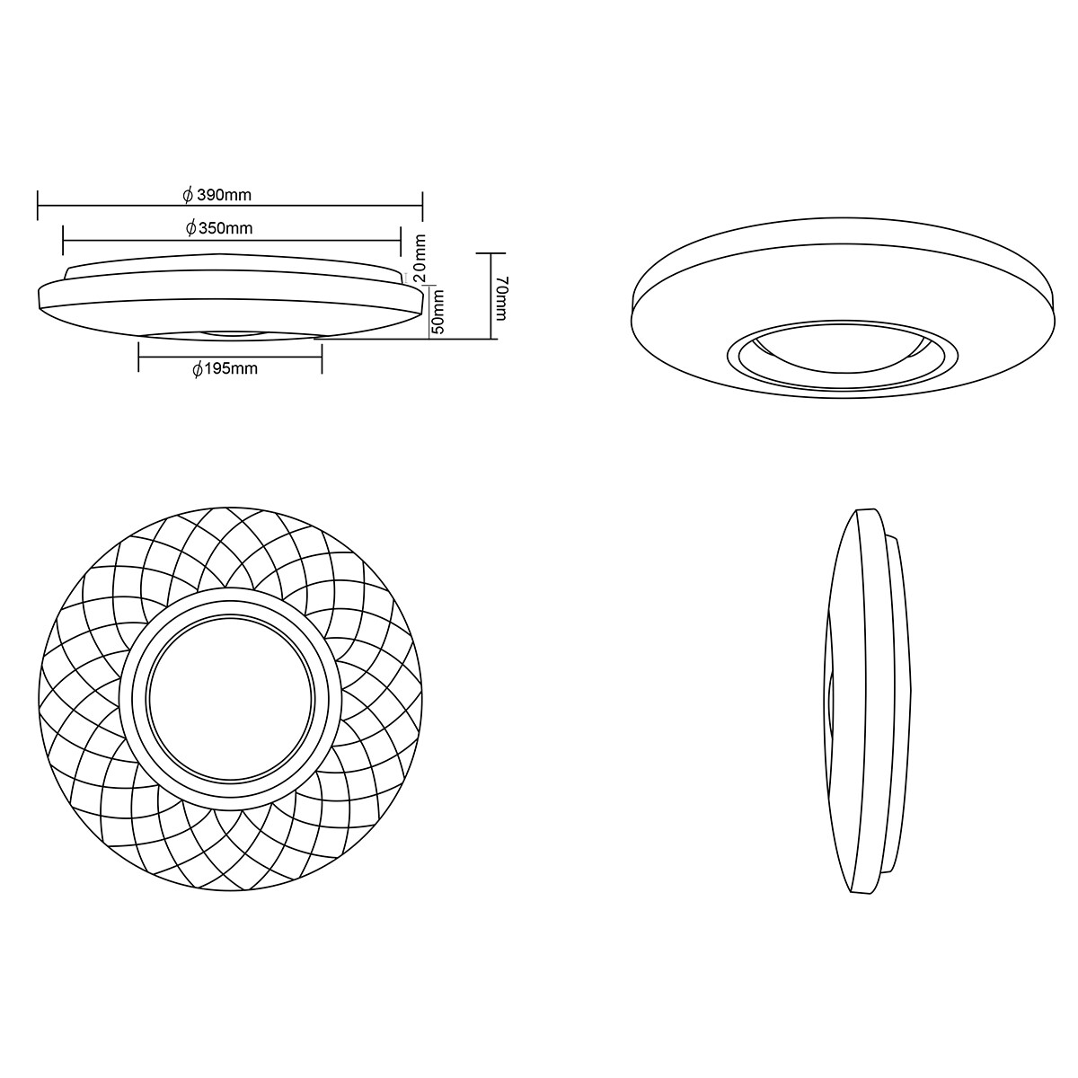 Plafonnier LED - Trion Magum - 22W - Couleur de lumière ajustable - Dimmable - Télécommande - Lumière Étoile - Rond - Mat Blanc - Plastique