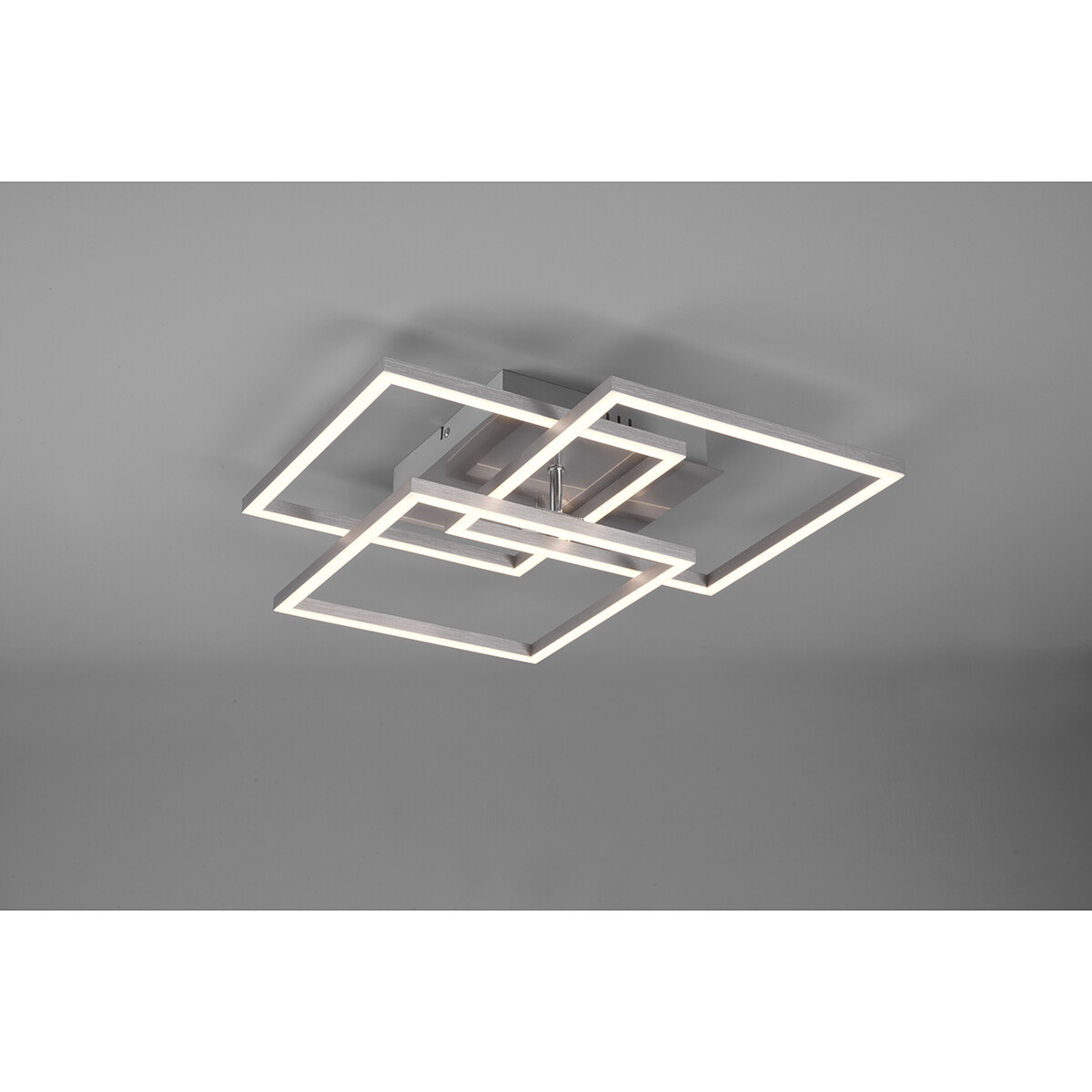 Plafonnier LED - Trion Mibal - 28W - Couleur de lumière ajustable - Télécommande - Dimmable - Rectangle - Mat Nickel - Aluminium