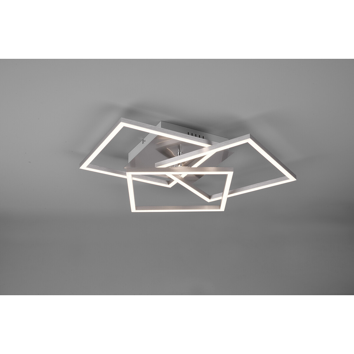 Plafonnier LED - Trion Mibal - 28W - Couleur de lumière ajustable - Télécommande - Dimmable - Rectangle - Mat Nickel - Aluminium