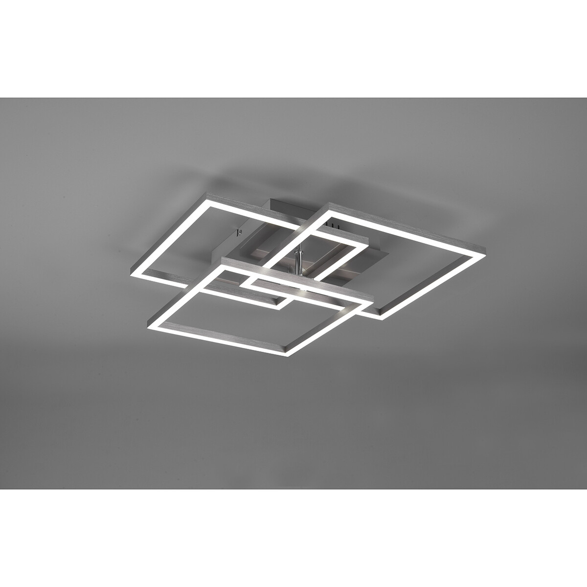 Plafonnier LED - Trion Mibal - 28W - Couleur de lumière ajustable - Télécommande - Dimmable - Rectangle - Mat Nickel - Aluminium