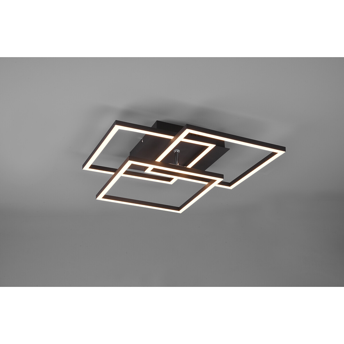 Plafonnier LED - Trion Mibal - 28W - Couleur de lumière ajustable - Télécommande - Dimmable - Rectangle - Mat Noir - Aluminium