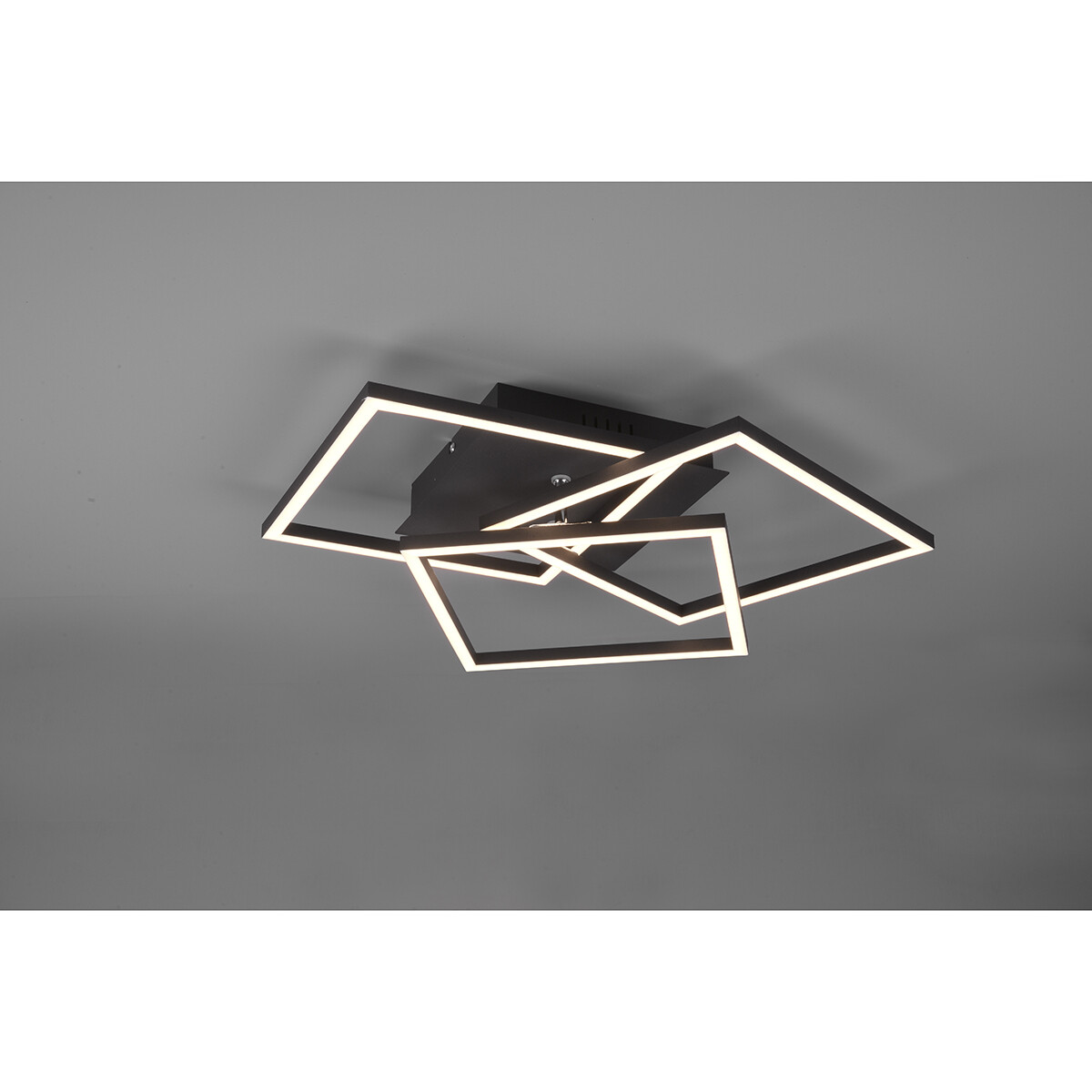 Plafonnier LED - Trion Mibal - 28W - Couleur de lumière ajustable - Télécommande - Dimmable - Rectangle - Mat Noir - Aluminium