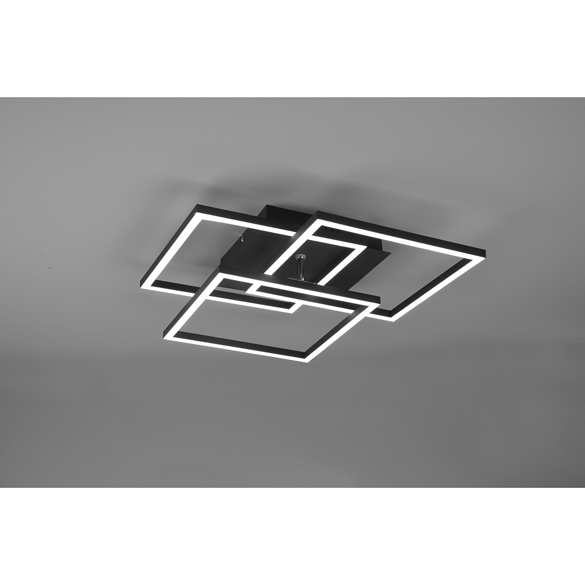 Plafonnier LED - Trion Mibal - 28W - Couleur de lumière ajustable - Télécommande - Dimmable - Rectangle - Mat Noir - Aluminium