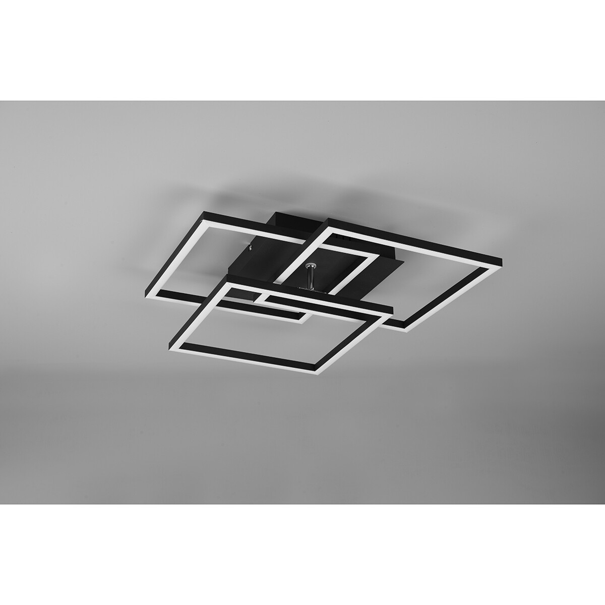 Plafonnier LED - Trion Mibal - 28W - Couleur de lumière ajustable - Télécommande - Dimmable - Rectangle - Mat Noir - Aluminium