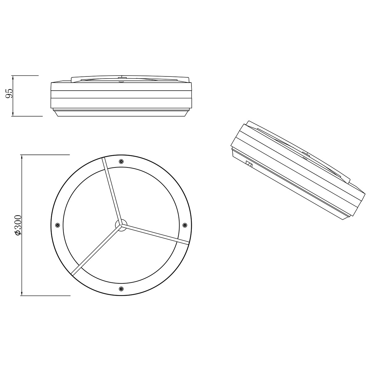 Plafonnier LED - Lumière de Salle de Bain - Trion Murinay - En Saillie Rond - Étanche IP54 - Douille E27 - 2-lumières - Look Béton - Plastique