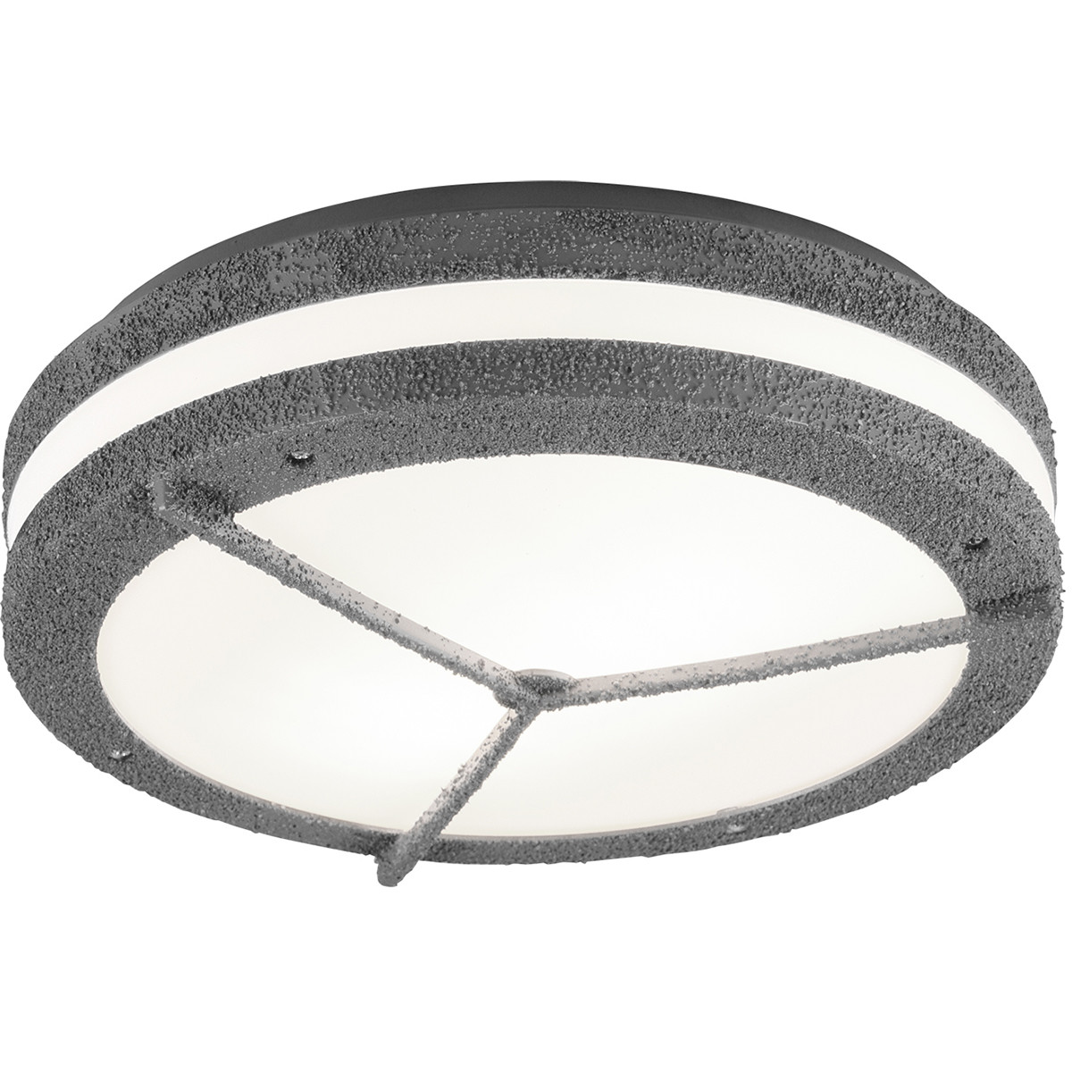 Plafonnier LED - Lumière de Salle de Bain - Trion Murinay - En Saillie Rond - Étanche IP54 - Douille E27 - 2-lumières - Look Béton - Plastique