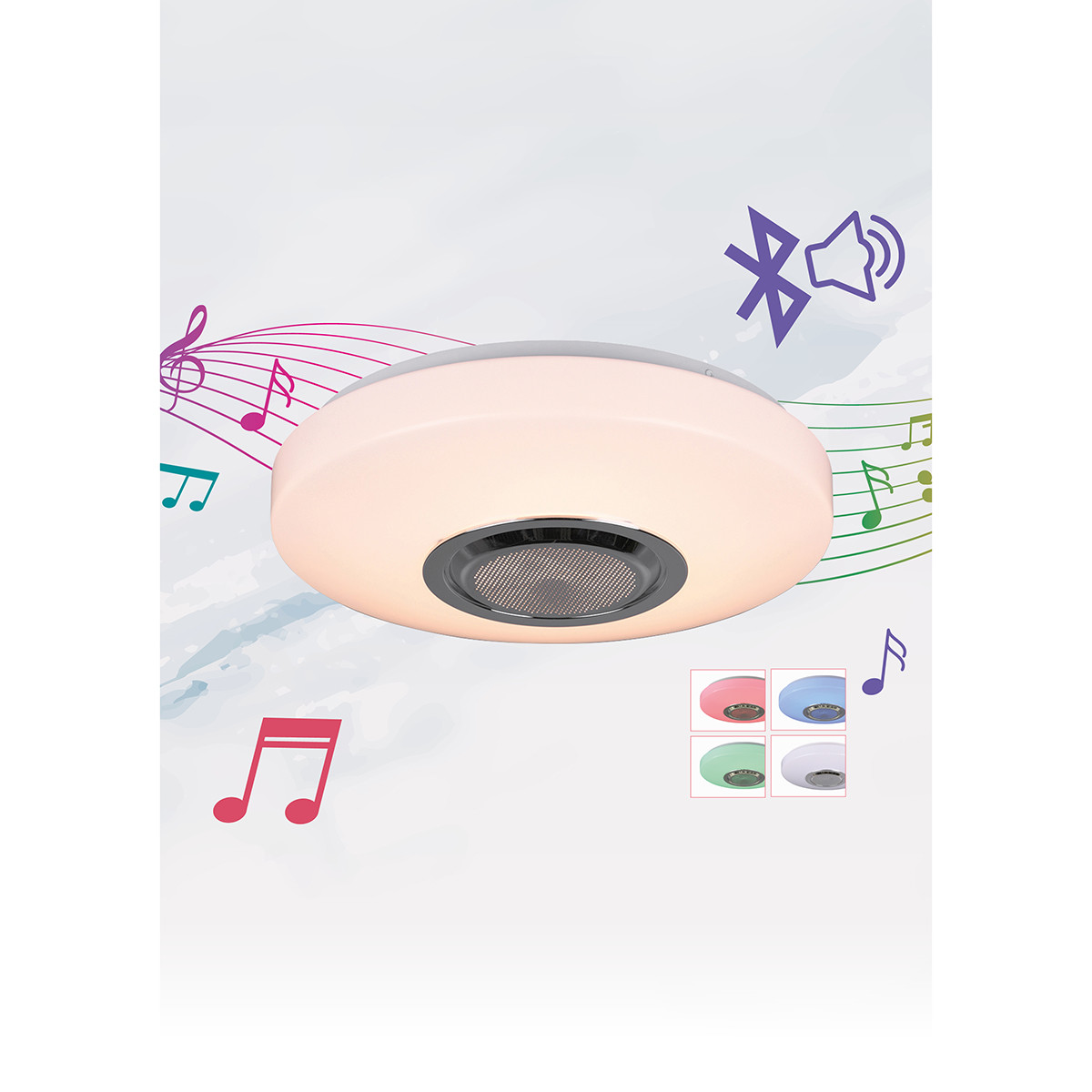 Plafonnier LED - Trion Niamy - 10W - Haut-parleur Bluetooth - RGBW - Dimmable - Télécommande - Rond - Mat Blanc