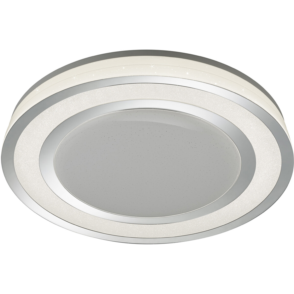 Plafonnier LED - Trion Noruno - 45W - Couleur de lumière ajustable - Dimmable - Télécommande - Lumière Étoile - Rond - Mat Chrome - Plastique