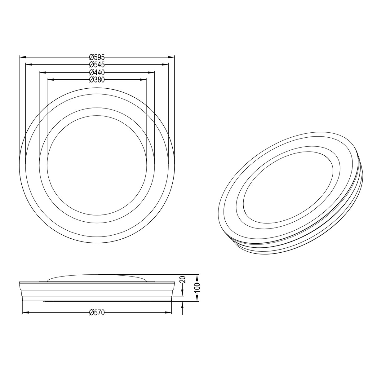 Plafonnier LED - Trion Noruno - 45W - Couleur de lumière ajustable - Dimmable - Télécommande - Lumière Étoile - Rond - Mat Chrome - Plastique