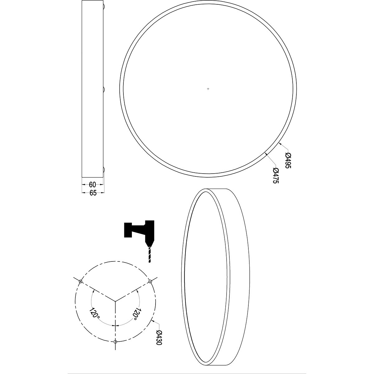 LED Plafonnier - Trion Oka - Couleur Ajustable - Gradable - Rond - Blanc Mat - Métal