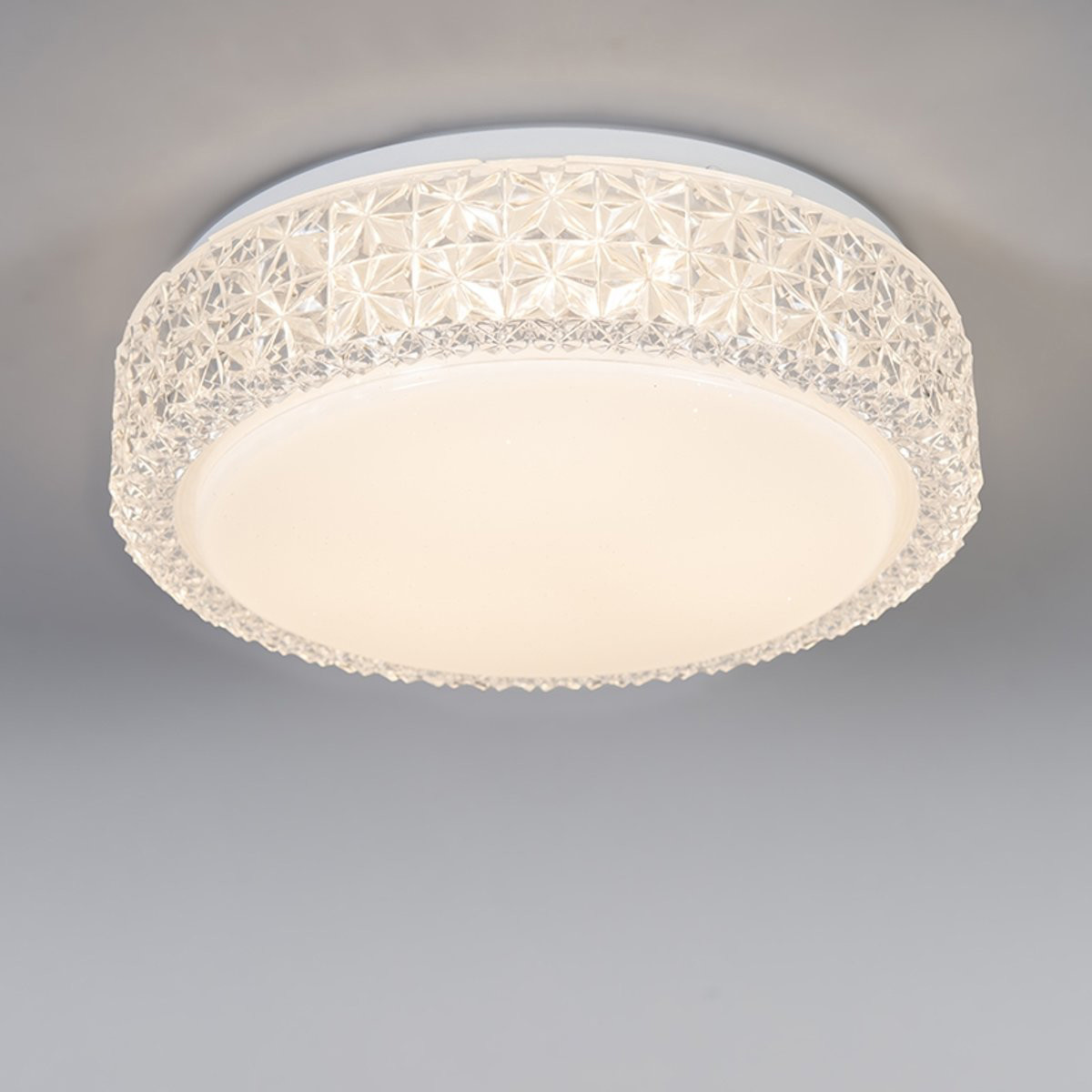 Plafonnier LED - Trion Pegyon - 12W - Blanc Chaud 3000K - Lumière Étoile - Sterlicht - Rond - Mat Blanc - Acrylique