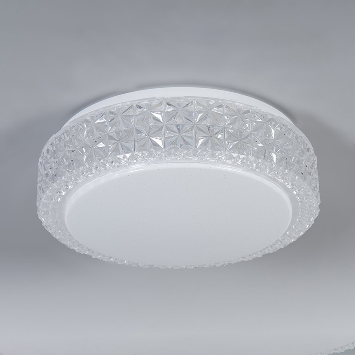 Plafonnier LED - Trion Pegyon - 12W - Blanc Chaud 3000K - Lumière Étoile - Sterlicht - Rond - Mat Blanc - Acrylique