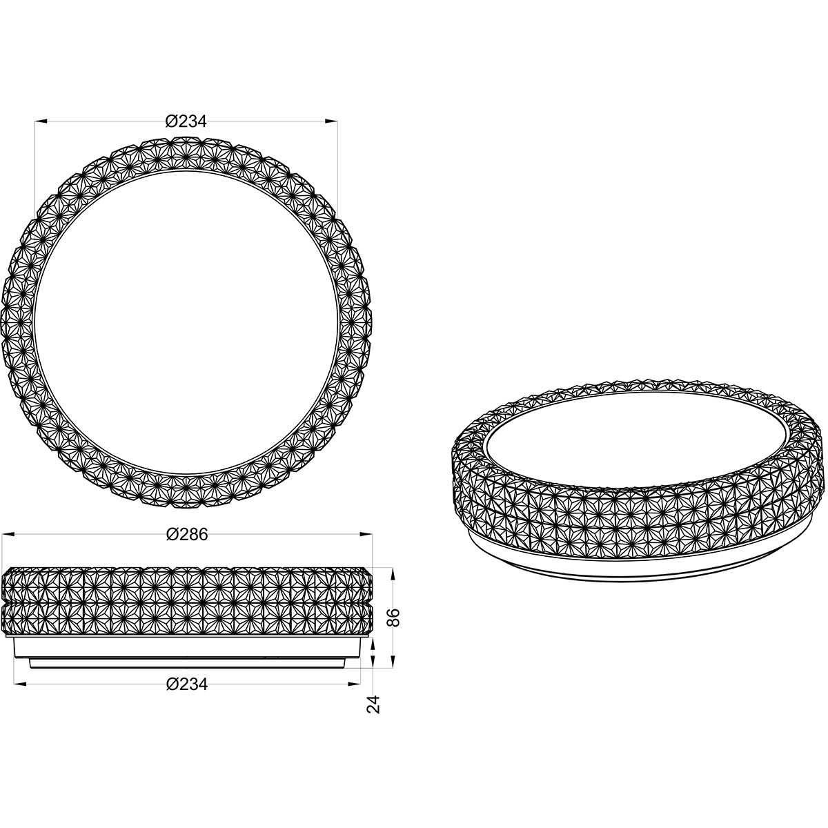 Plafonnier LED - Trion Pegyon - 12W - Blanc Chaud 3000K - Lumière Étoile - Sterlicht - Rond - Mat Blanc - Acrylique