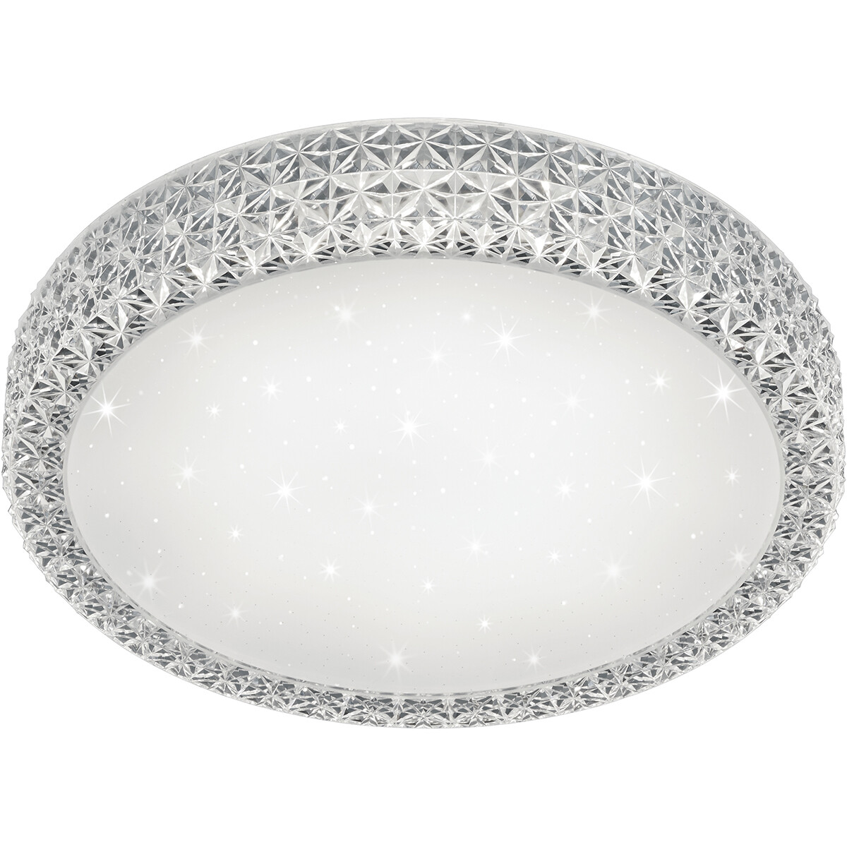 Plafonnier LED - Trion Pegyon - 27W - Blanc Chaud 3000K - Télécommande - Dimmable - Lumière Étoile - Rond - Mat Blanc - Acrylique