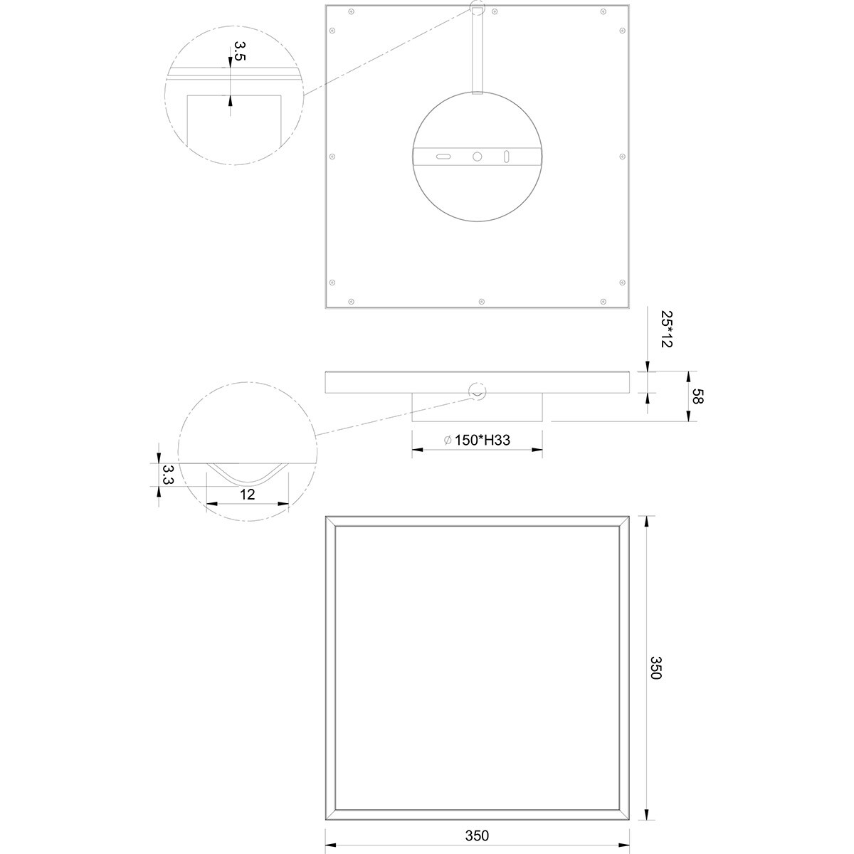 Plafonnier LED - Trion Rad - Montage en saillie Carré 20W - Blanc Chaud 3000K - Blanc Mat - Métal