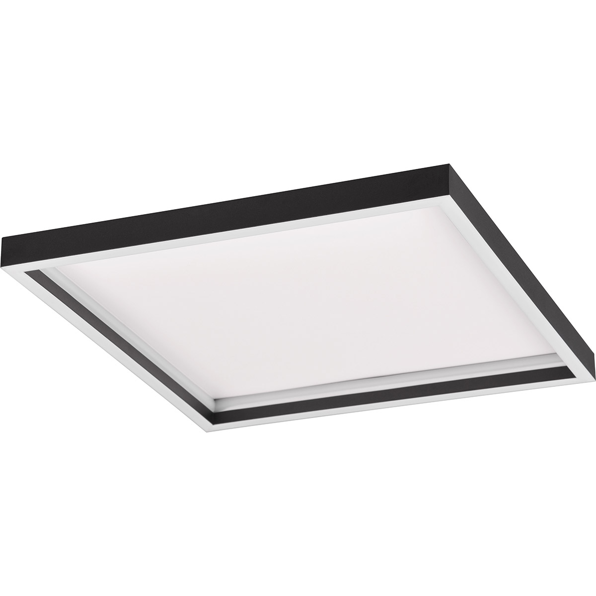 Plafonnier LED - Trion Rad - Montage en saillie Carré 20W - Blanc Chaud 3000K - Noir Mat - Métal