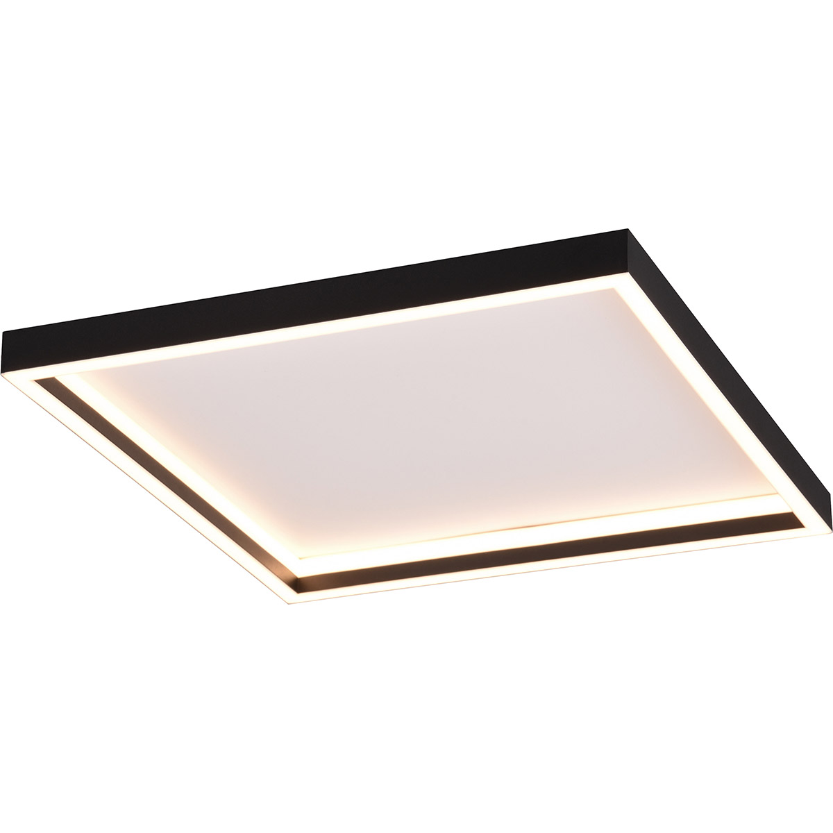 Plafonnier LED - Trion Rad - Montage en saillie Carré 20W - Blanc Chaud 3000K - Noir Mat - Métal