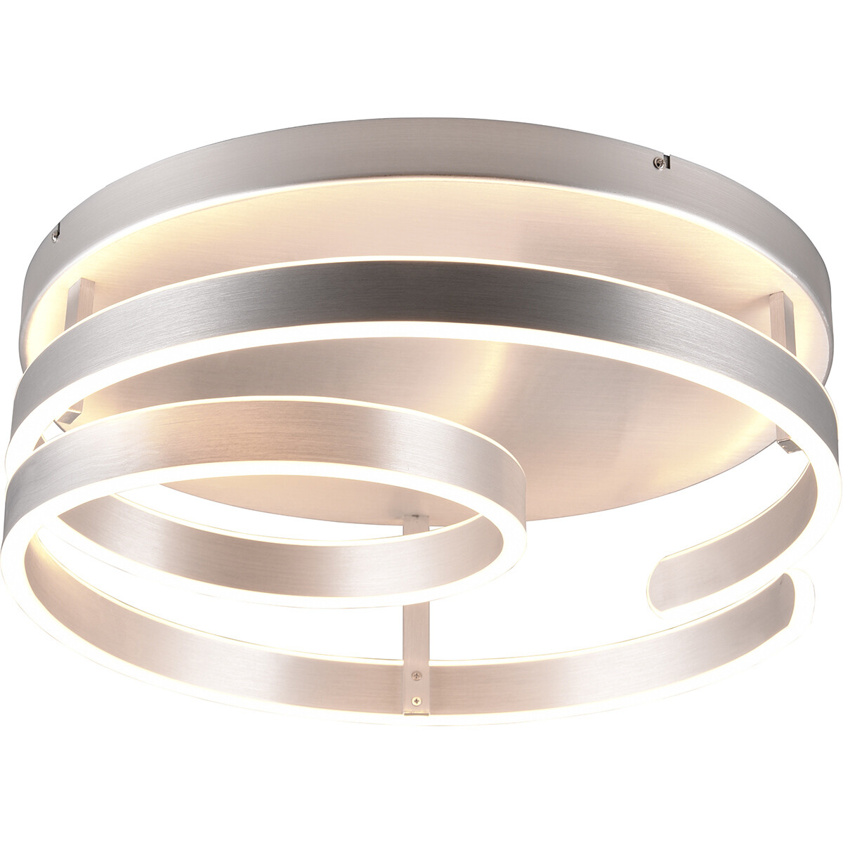 Plafonnier LED - Trion Renie - 58W - Blanc Chaud 3000K - Dimmable - Rond - Aluminium Brossé - Métal