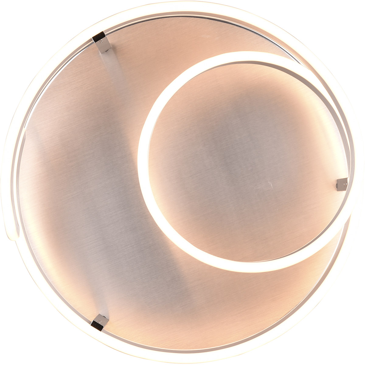 Plafonnier LED - Trion Renie - 58W - Blanc Chaud 3000K - Dimmable - Rond - Aluminium Brossé - Métal