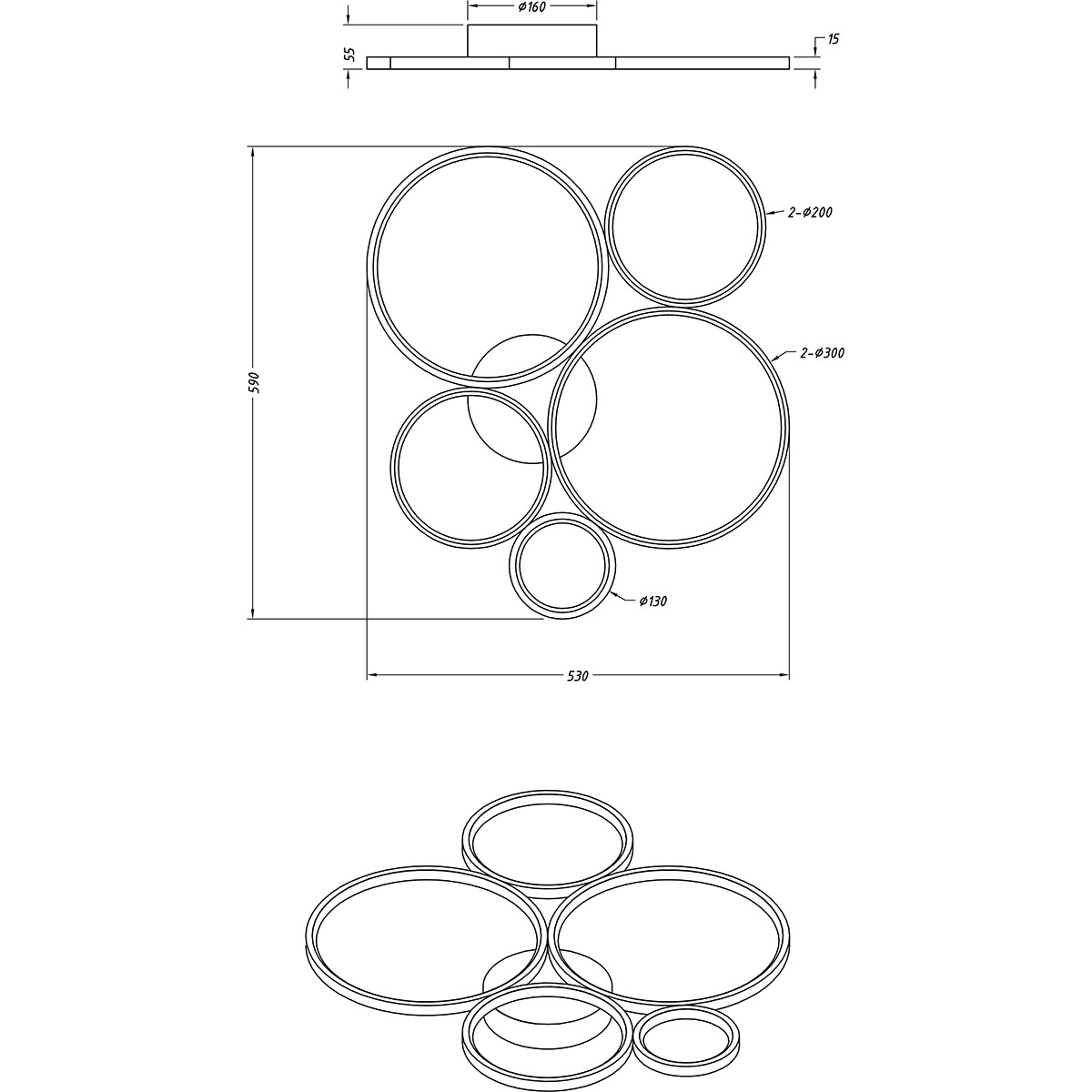 Plafonnier LED - Trion Rondy - 49W - Blanc Chaud 3000K - Dimmable - Rond - Mat Blanc - Aluminium