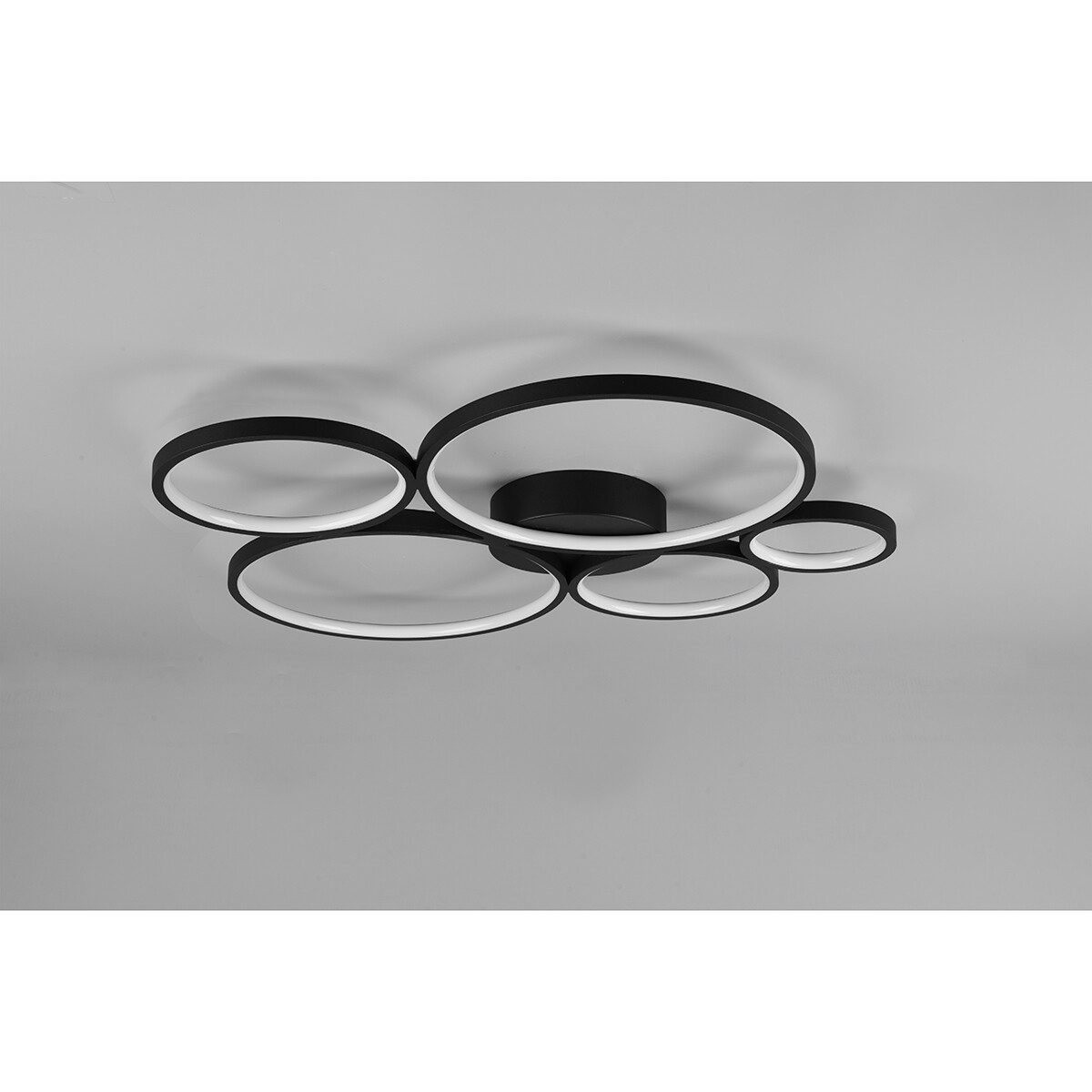 Plafonnier LED - Trion Rondy - 49W - Blanc Chaud 3000K - Dimmable - Rond - Mat Noir - Aluminium