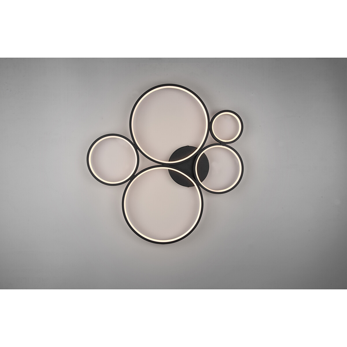 Plafonnier LED - Trion Rondy - 49W - Blanc Chaud 3000K - Dimmable - Rond - Mat Noir - Aluminium