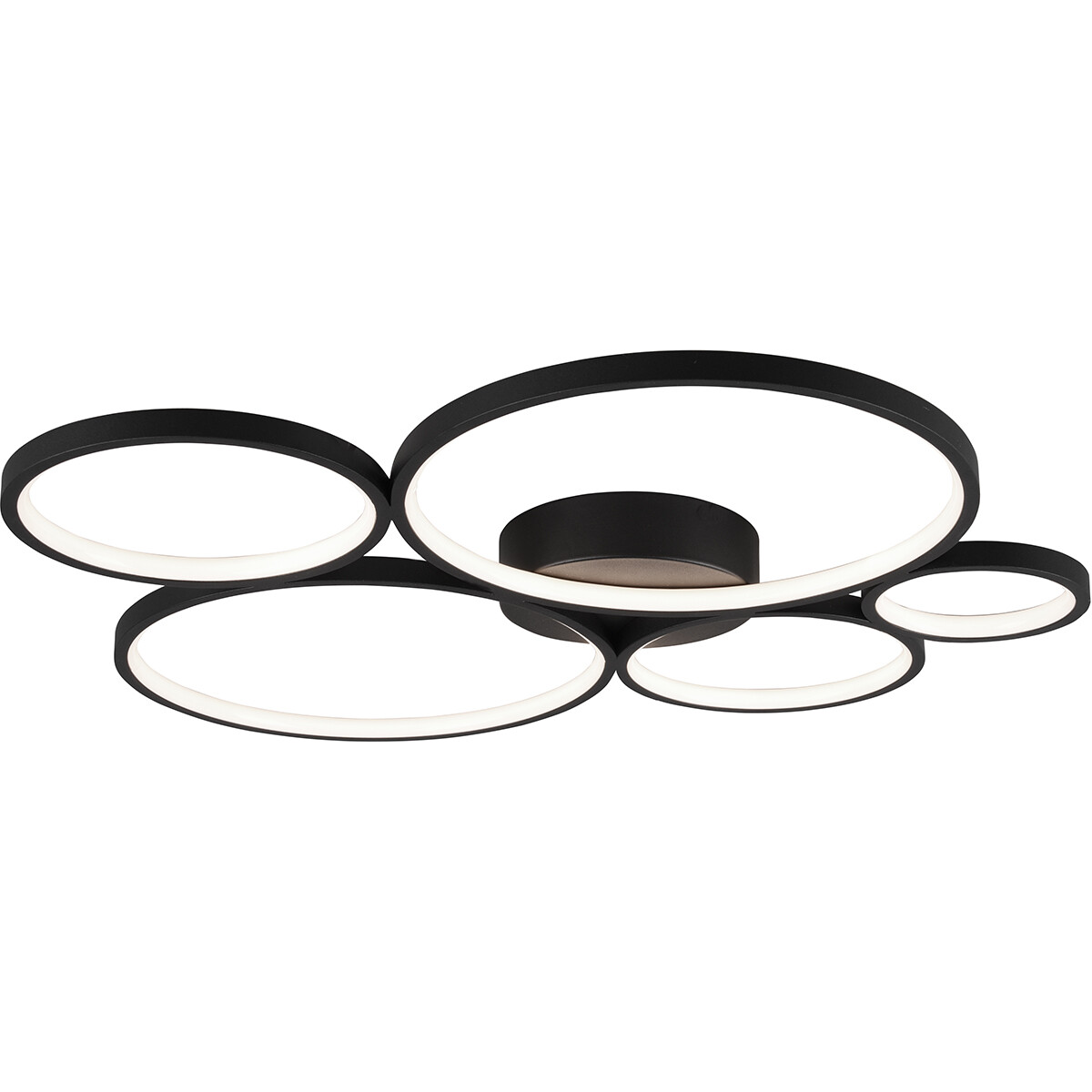 Plafonnier LED - Trion Rondy - 49W - Blanc Chaud 3000K - Dimmable - Rond - Mat Noir - Aluminium