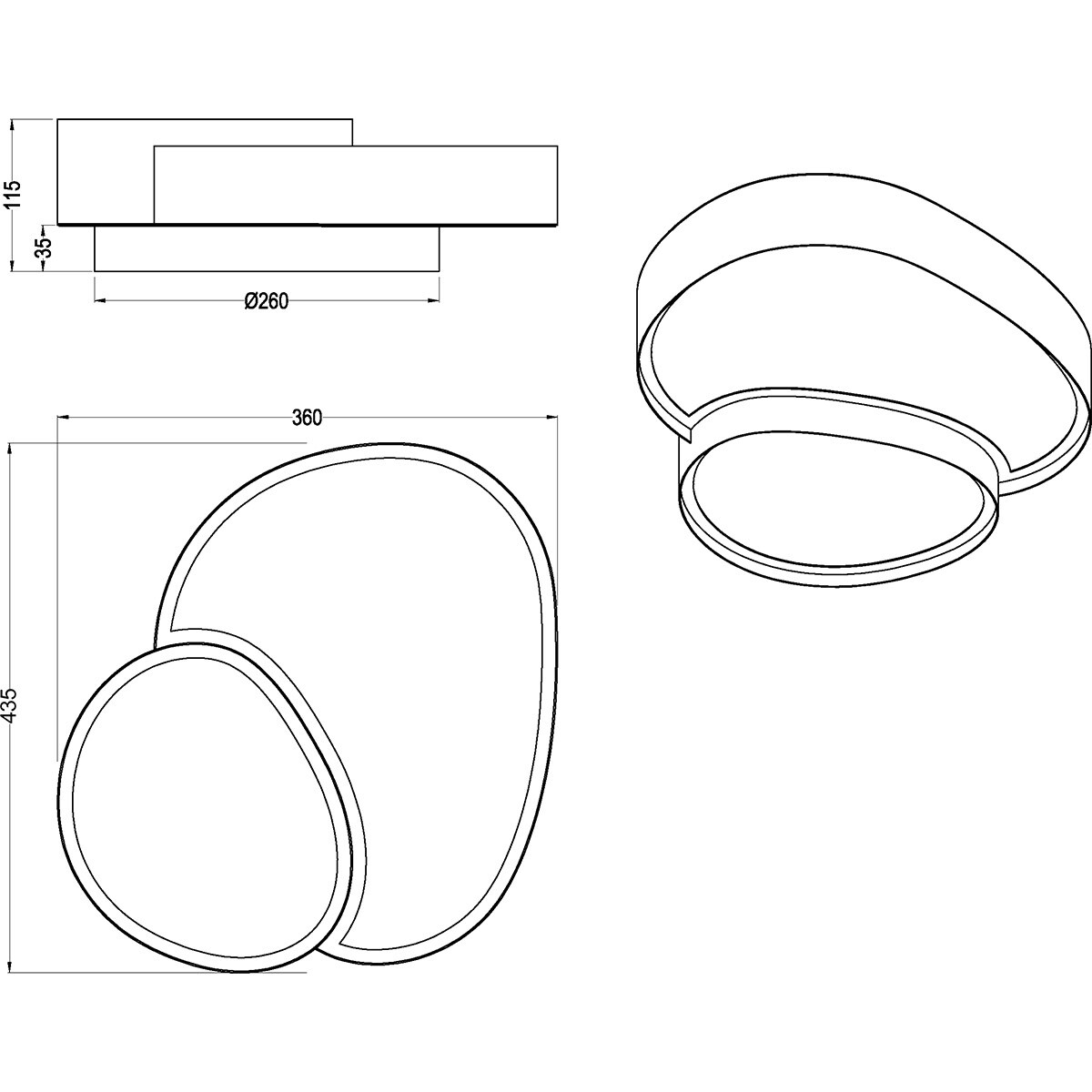 LED Plafonnier - Trion Shine - 21W - Couleur Ajustable - Gradable - Télécommande - Noir Or - Métal