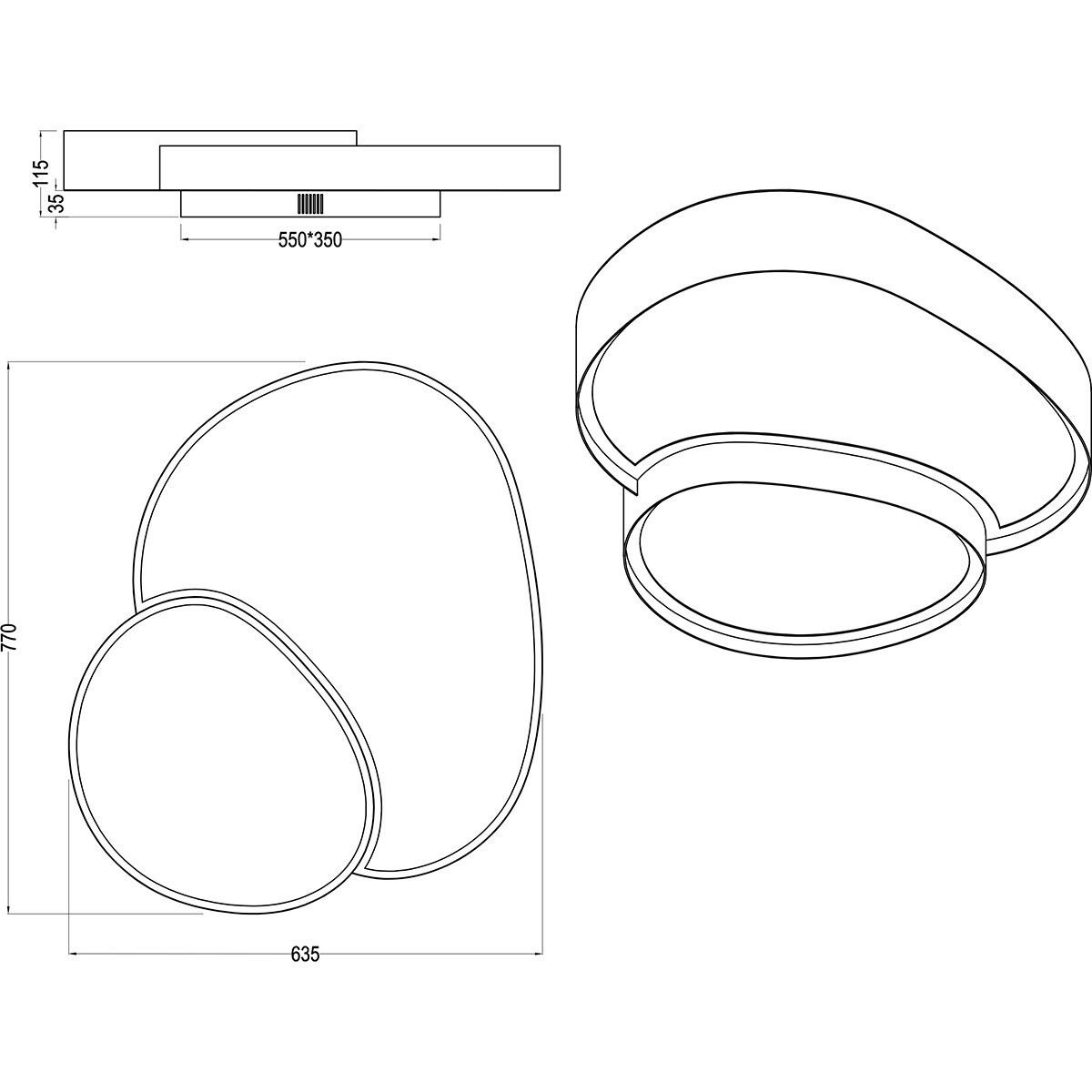 LED Plafonnier - Trion Shine - 45W - Couleur Ajustable - Gradable - Télécommande - Noir Or - Métal