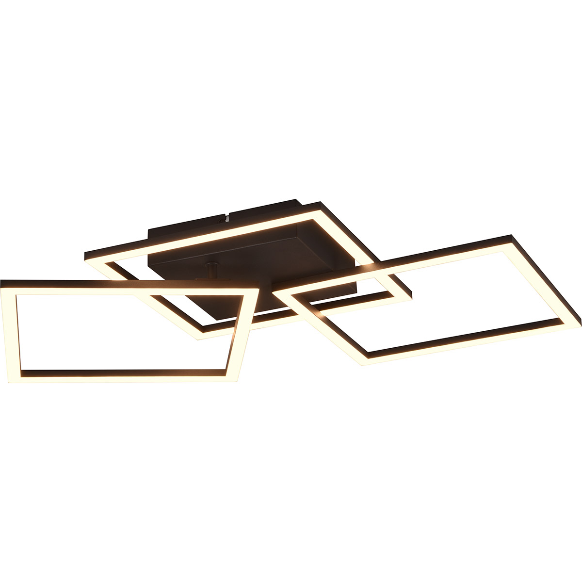 Plafonnier LED - Trion Square - 31W - Blanc Chaud 3000K - Carré - Noir Mat - Métal