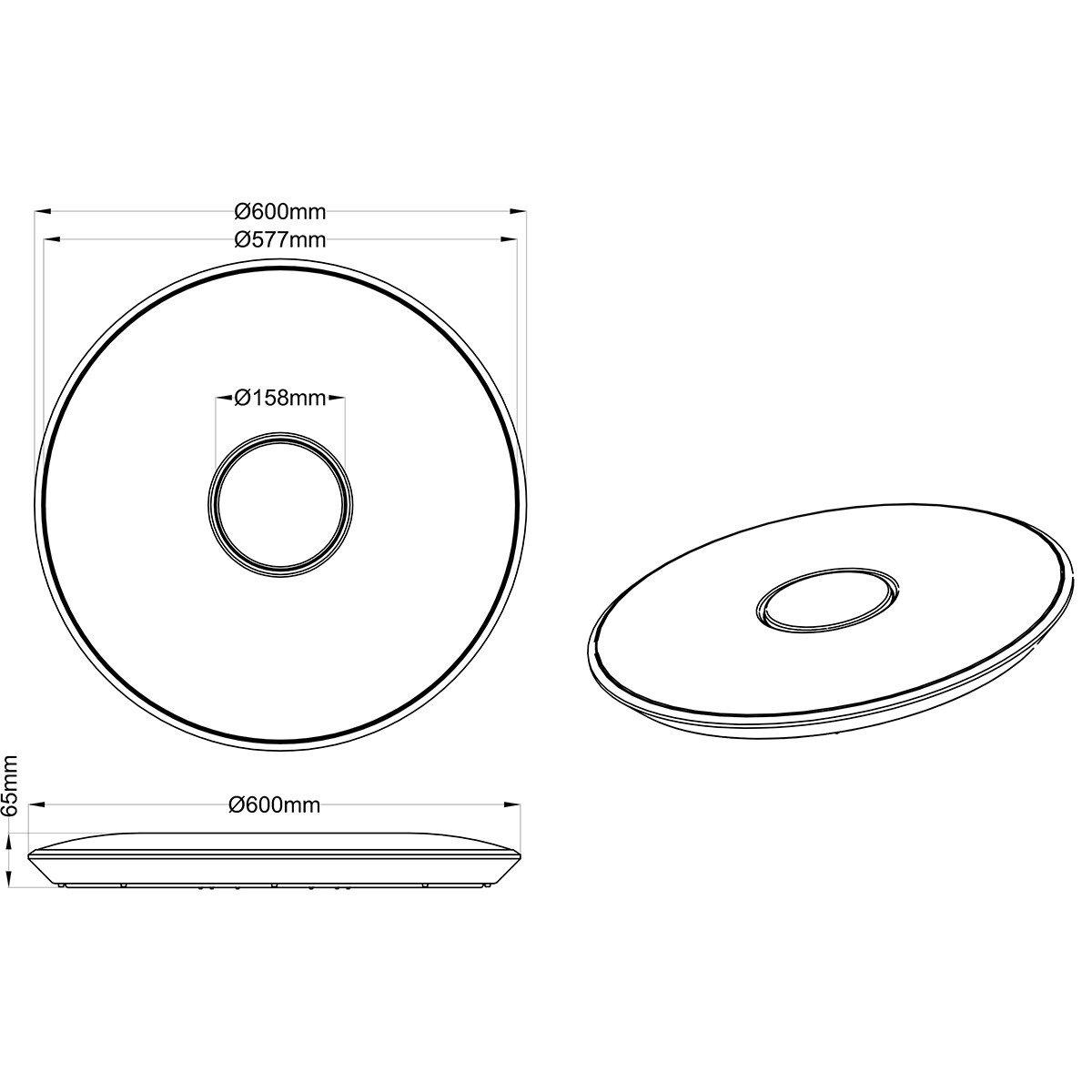 Plafonnier LED - Trion Tako - 45W - Couleur de lumière ajustable - Dimmable - Télécommande - Rond - Mat Blanc