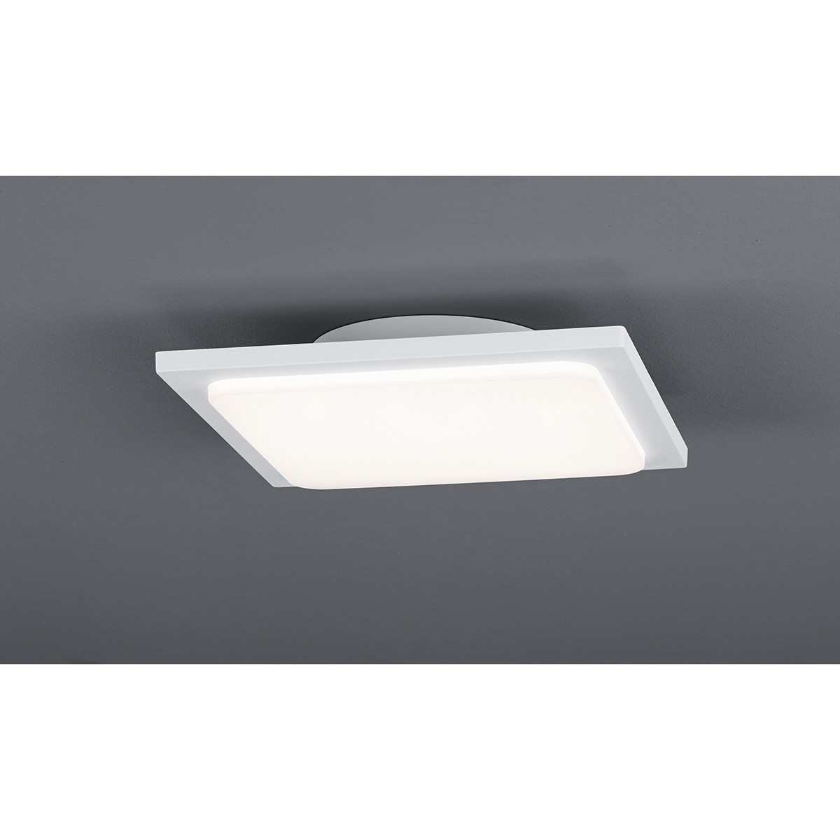 Plafonnier LED - Lumière de Salle de Bain - Trion Tovery - En Saillie Carré 18W - Étanche IP54 - Blanc Chaud 3000K - Mat Blanc - Aluminium