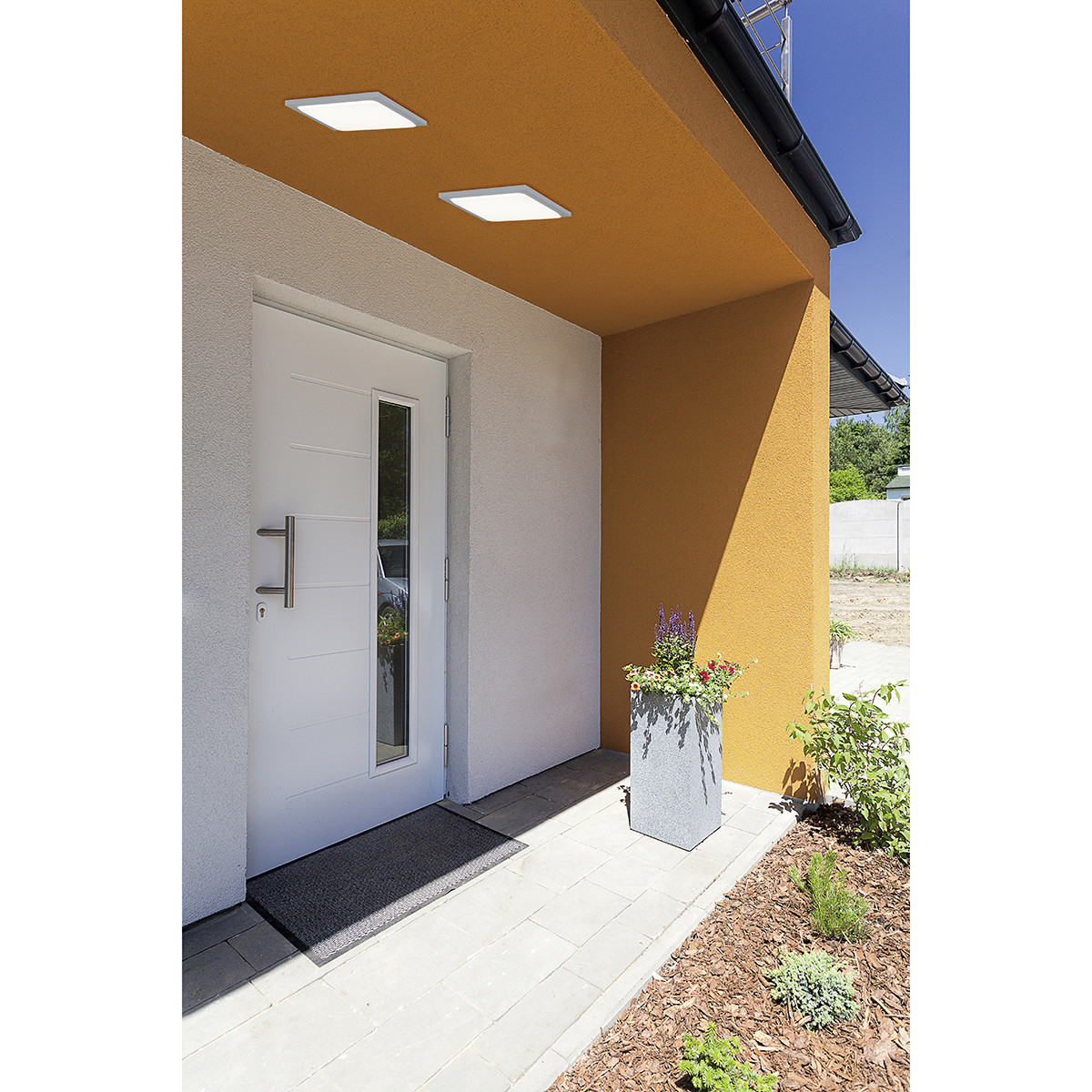 Plafonnier LED - Lumière de Salle de Bain - Trion Tovery - En Saillie Carré 18W - Étanche IP54 - Blanc Chaud 3000K - Mat Blanc - Aluminium