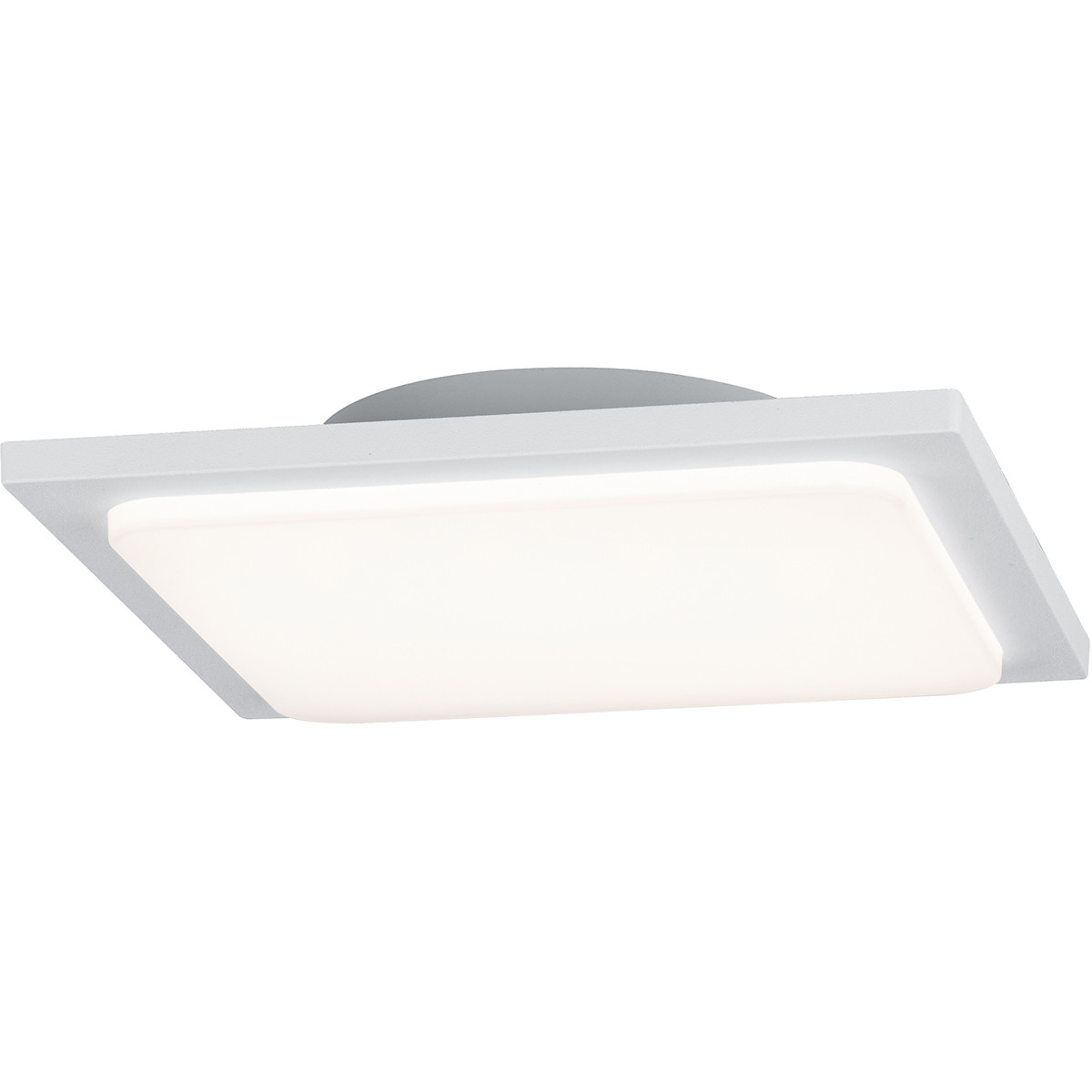 Plafonnier LED - Lumière de Salle de Bain - Trion Tovery - En Saillie Carré 18W - Étanche IP54 - Blanc Chaud 3000K - Mat Blanc - Aluminium