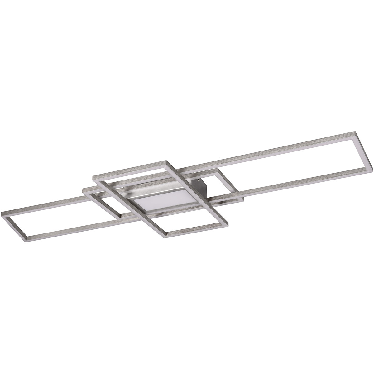 Plafonnier LED - Éclairage de Plafond - Trion Urano - 60W - Couleur de lumière ajustable - Télécommande - Dimmable - Rectangle - Mat Nickel - Aluminium