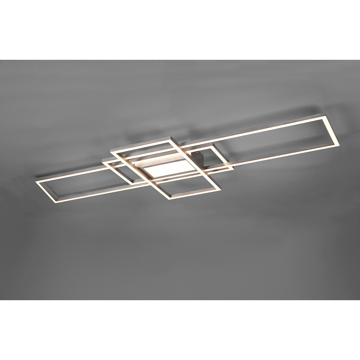 Plafonnier LED - Éclairage de Plafond - Trion Urano - 60W - Couleur de lumière ajustable - Télécommande - Dimmable - Rectangle - Mat Nickel - Aluminium