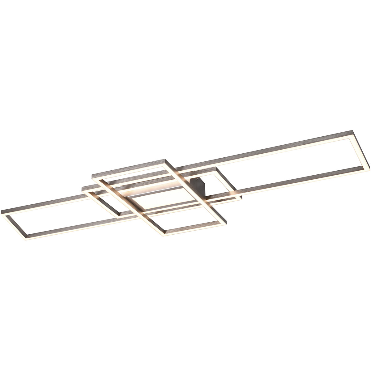 Plafonnier LED - Éclairage de Plafond - Trion Urano - 60W - Couleur de lumière ajustable - Télécommande - Dimmable - Rectangle - Mat Nickel - Aluminium