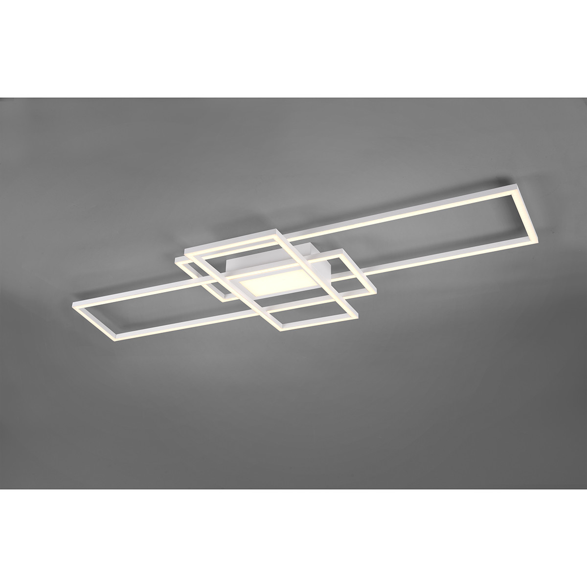 Plafonnier LED - Éclairage de Plafond - Trion Urano - 60W - Couleur de lumière ajustable - Télécommande - Dimmable - Rectangle - Mat Blanc - Aluminium