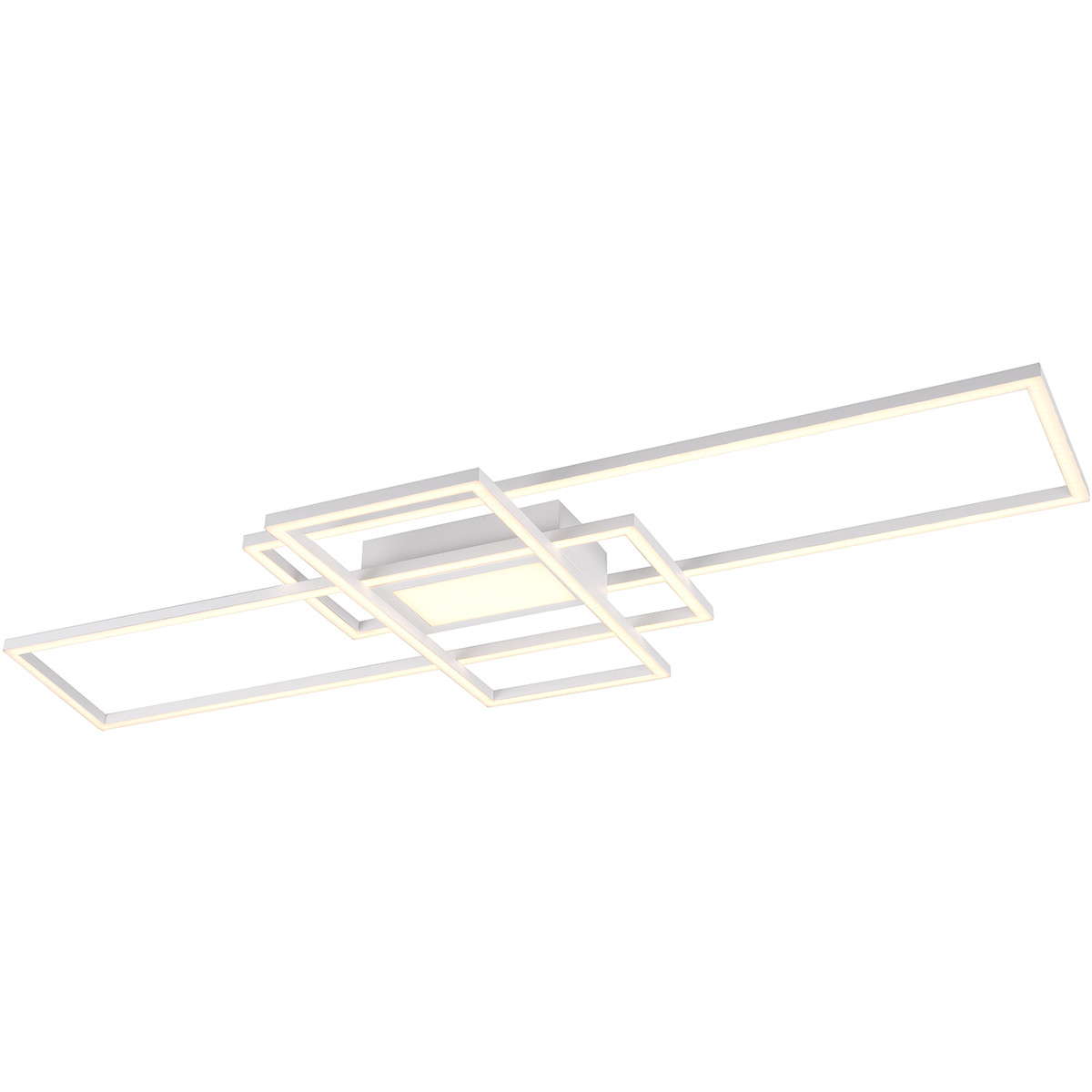 Plafonnier LED - Éclairage de Plafond - Trion Urano - 60W - Couleur de lumière ajustable - Télécommande - Dimmable - Rectangle - Mat Blanc - Aluminium