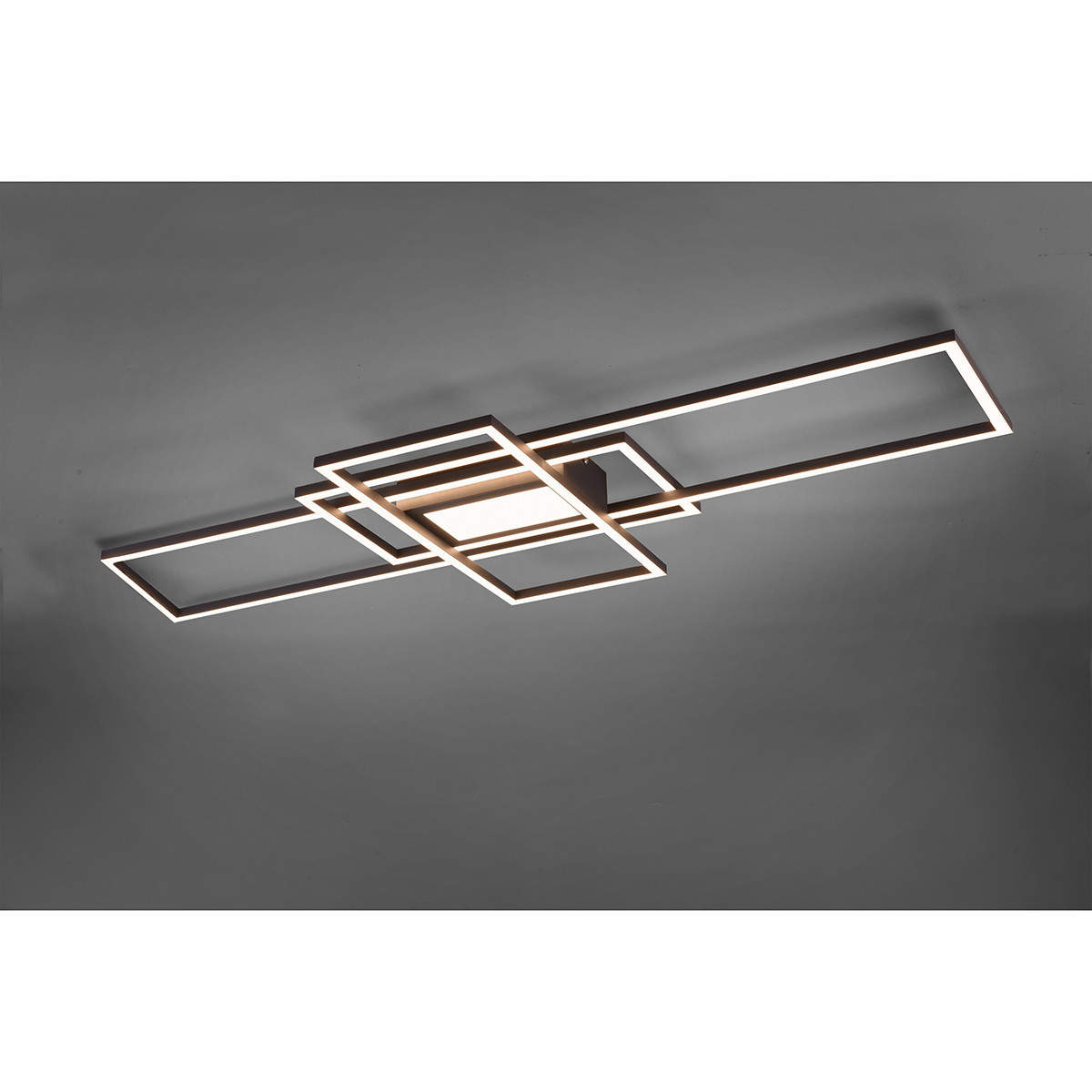 Plafonnier LED - Éclairage de Plafond - Trion Urano - 60W - Couleur de lumière ajustable - Télécommande - Dimmable - Rectangle - Mat Anthracite - Aluminium