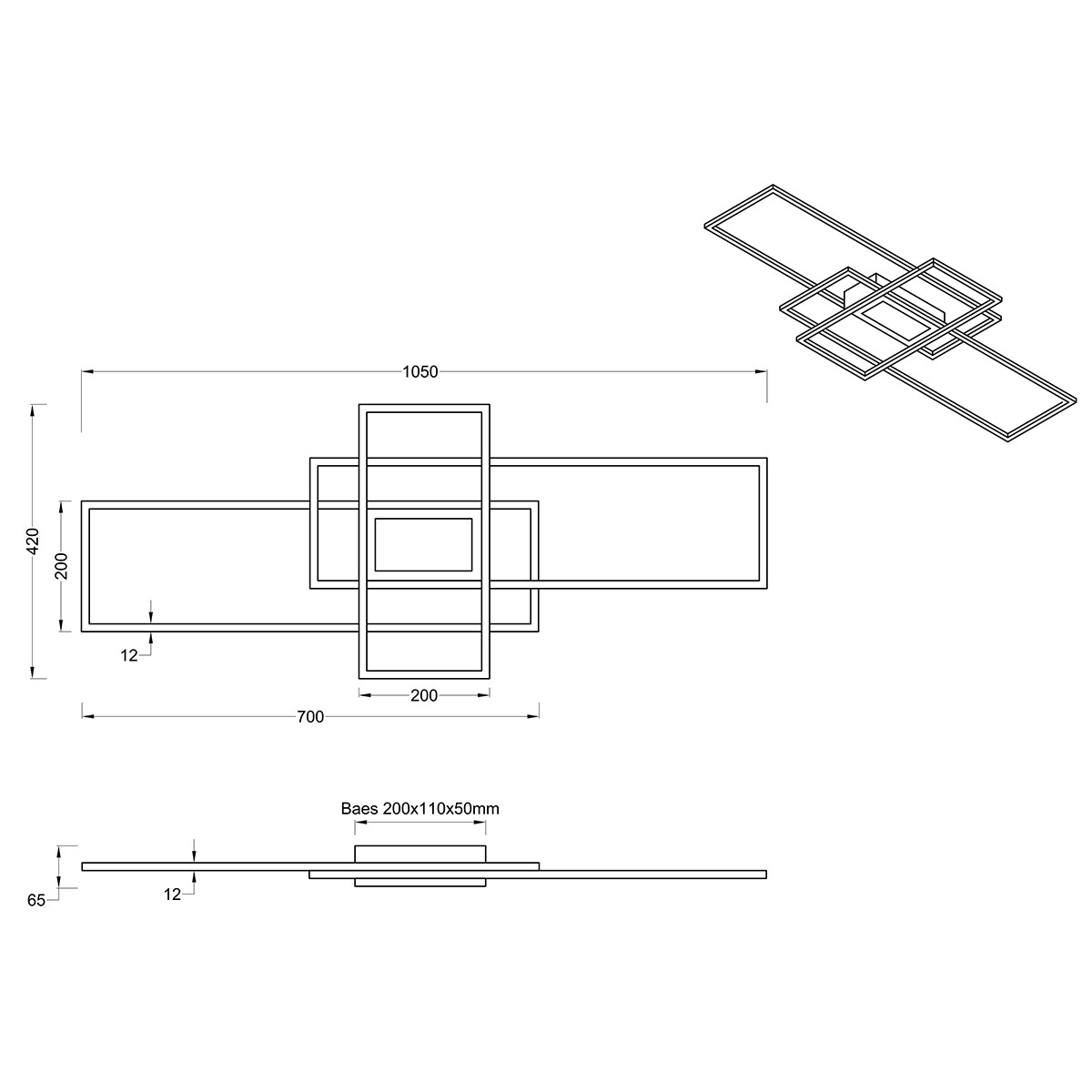 Plafonnier LED - Éclairage de Plafond - Trion Urano - 60W - Couleur de lumière ajustable - Télécommande - Dimmable - Rectangle - Mat Anthracite - Aluminium